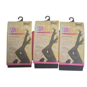 3 Pack Star Power by Spanx Center-Stage‎ Ribbed Row Shaping Tights Black Size D